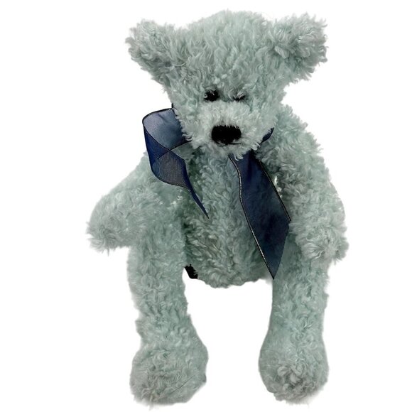 TY Inc Rare 1993 PVC Pellet Light Blue Bear with Curly Hair No Tag - Picture 1 of 7